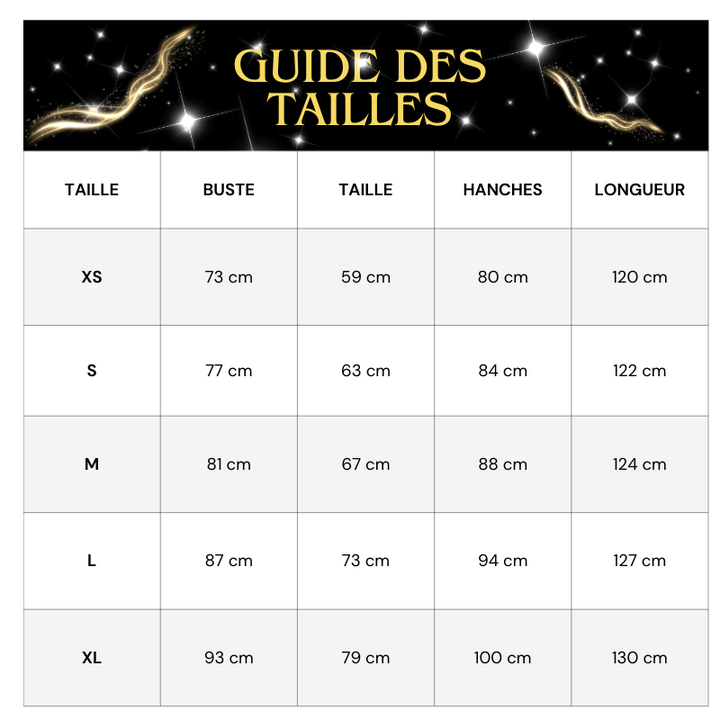 Tableau Tailles Robe Soirée Paillette Une Epaule Dénudée Franges