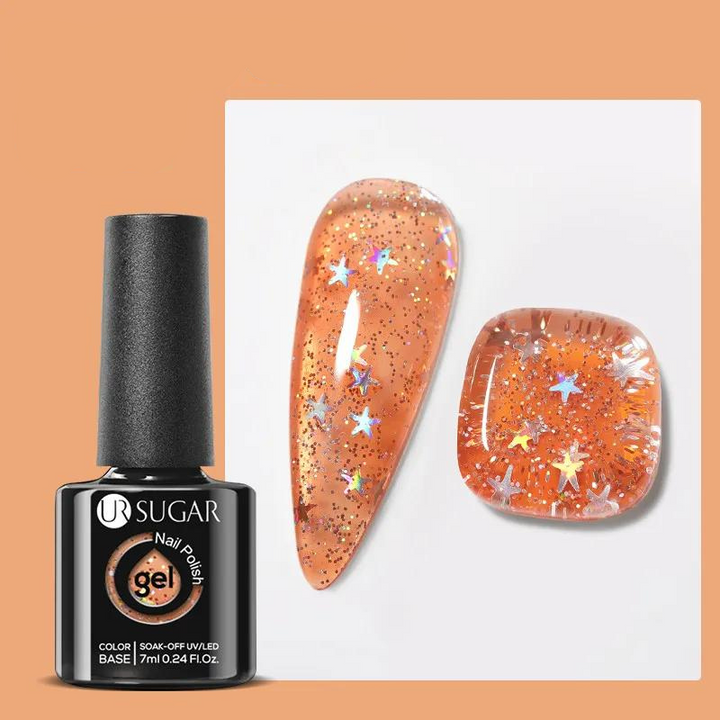 Gel à Ongles Pailleté orange étoile