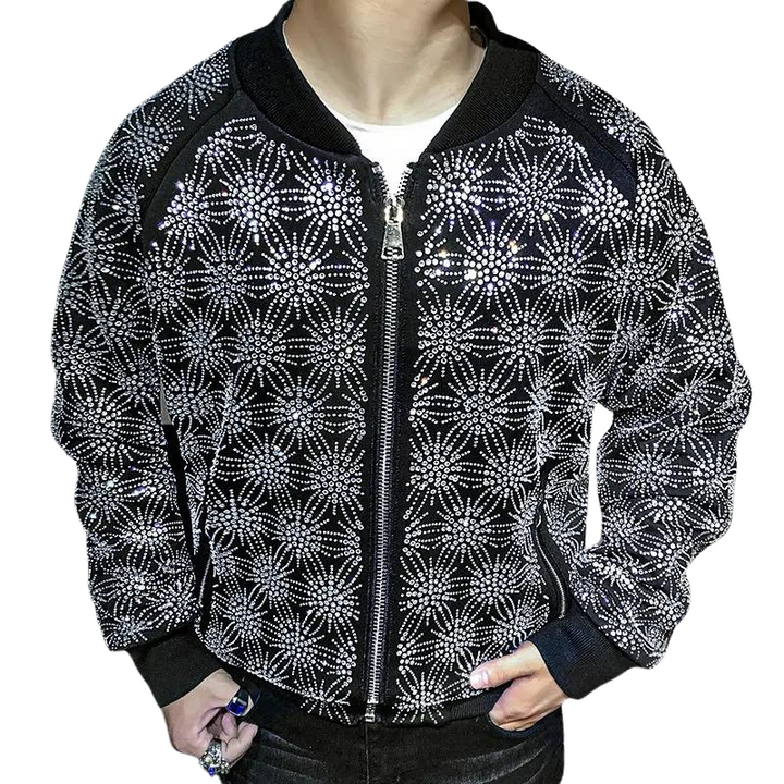 Bomber Noir Strass Homme
