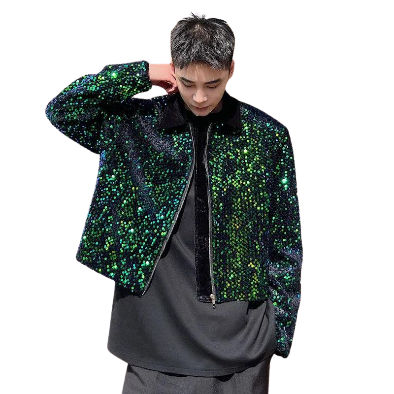 Veste Paillette Vert Homme