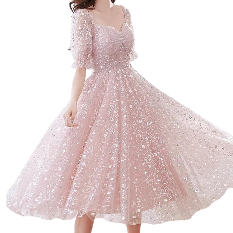 Robe Rose à Paillette Tulle