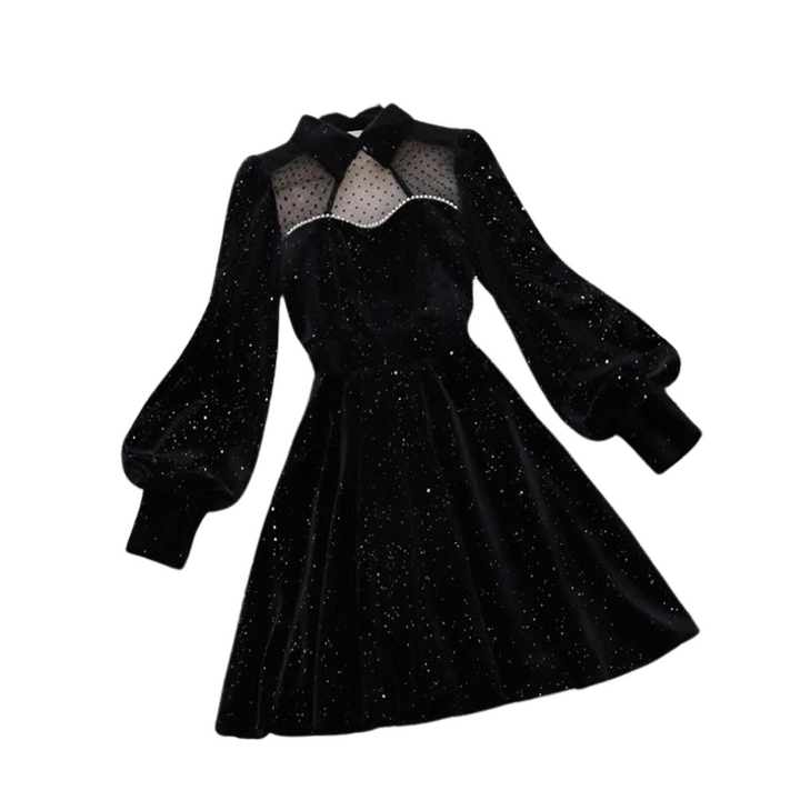 Robe Noir Velours Pailleté