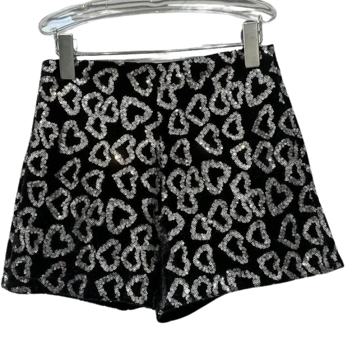 Short Paillette Coeur Noir