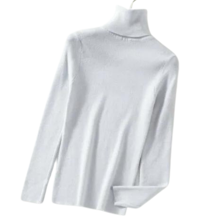 Pull Col Roulé Pailleté blanc