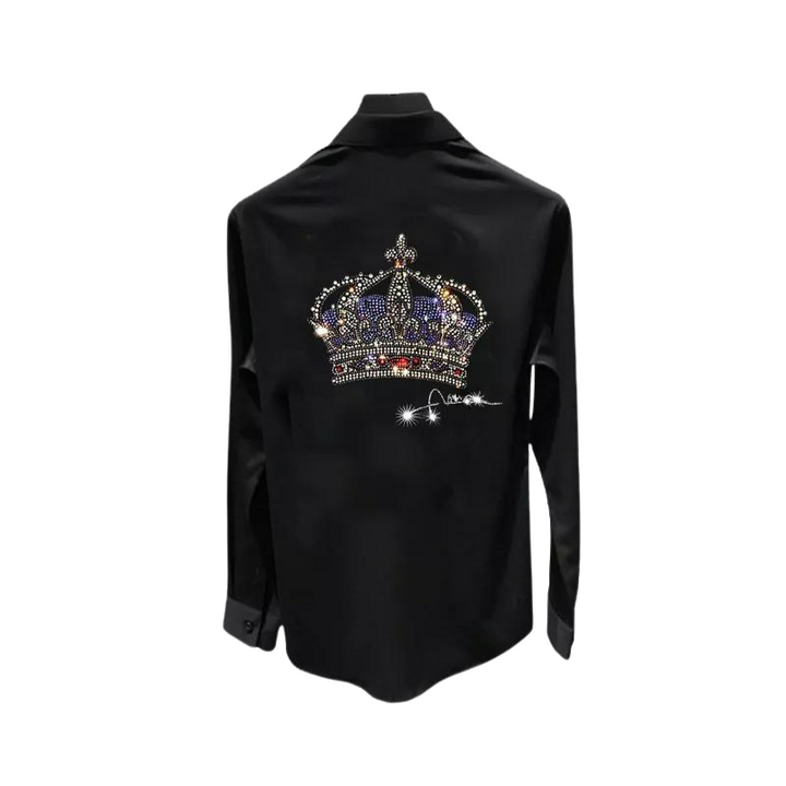 Chemise Noir Strass Couronne Homme