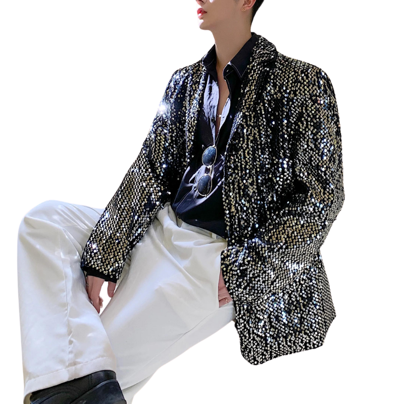 Veste Blazer Paillette Pour Homme Strass Paillettes – Strass