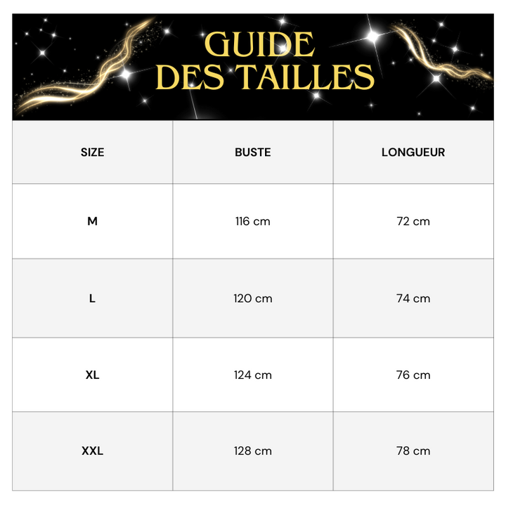 Tableau Tailles Chemise Moitié Paillettes