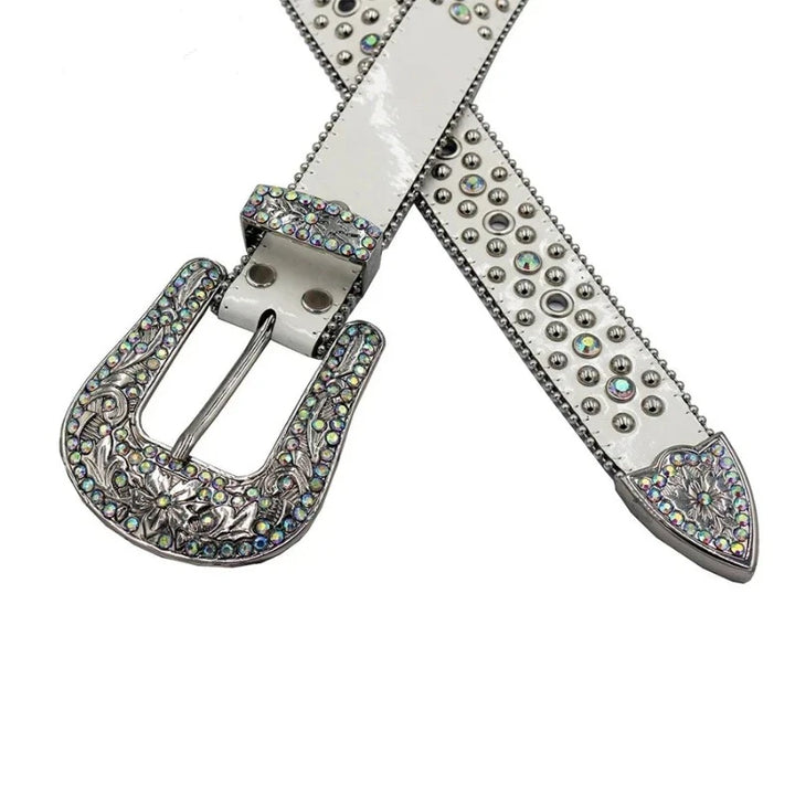 Ceinture Paillette Strass Homme Femme Blanc détail