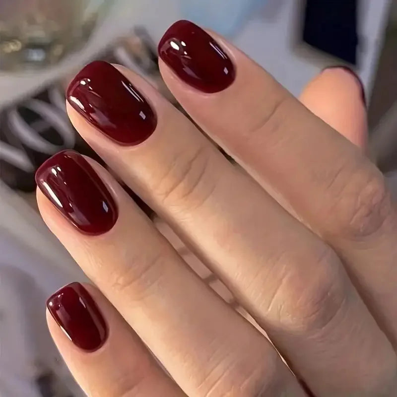 Faux Ongle Rose Paillette bordeaux