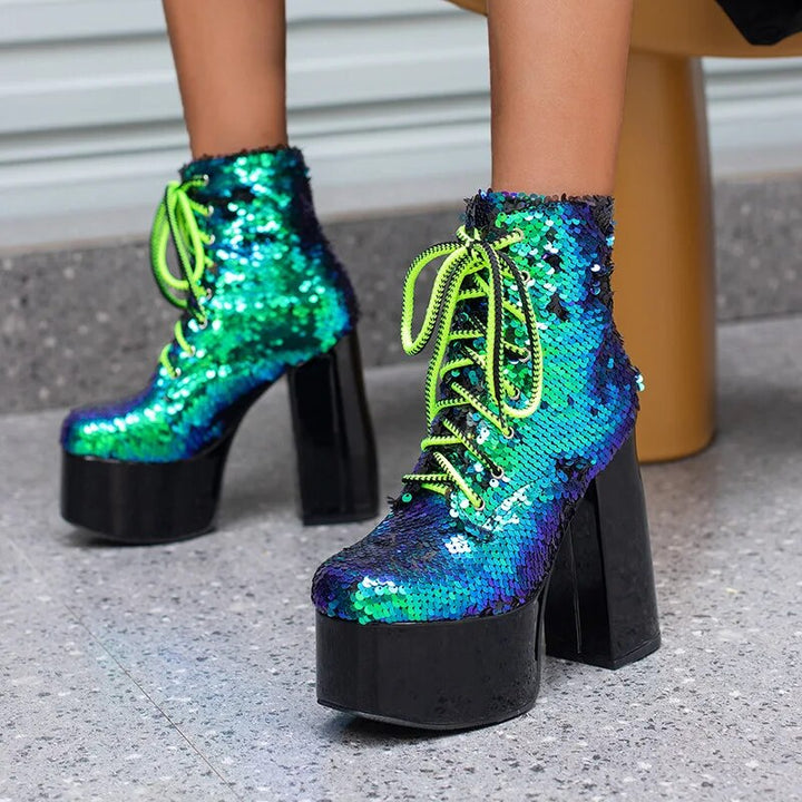 Bottines Bleu  Paillettes