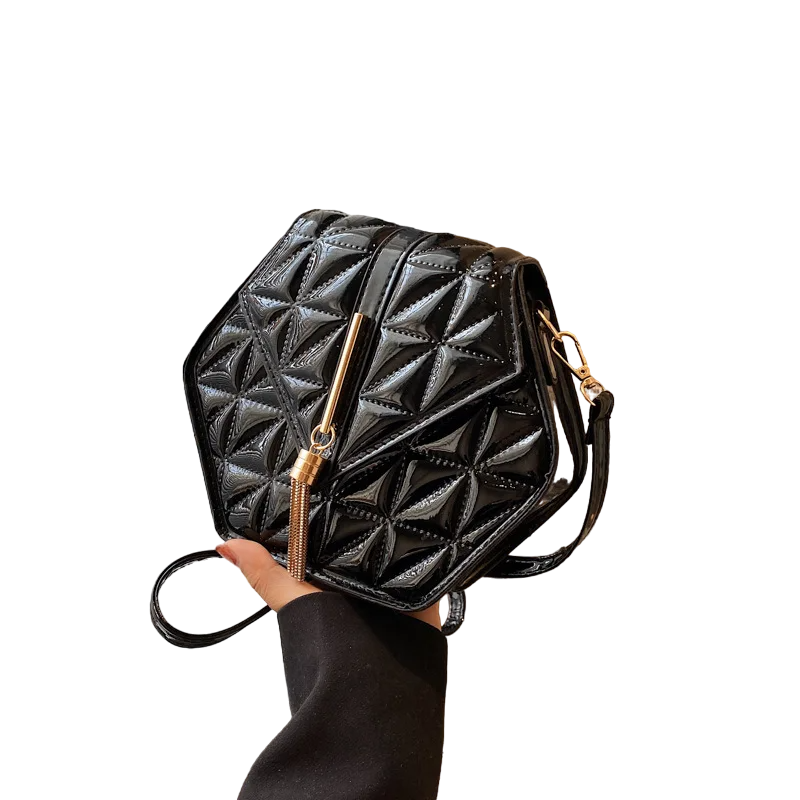 Sac Doré Hexagone PU Cuir noir