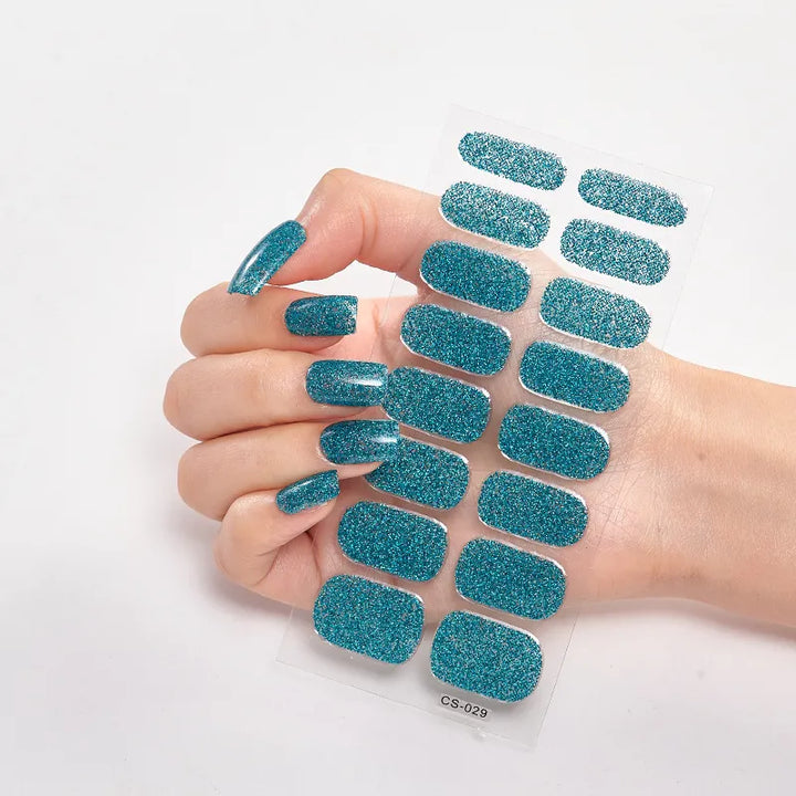 Ongle Paillette Sticker Turquoise