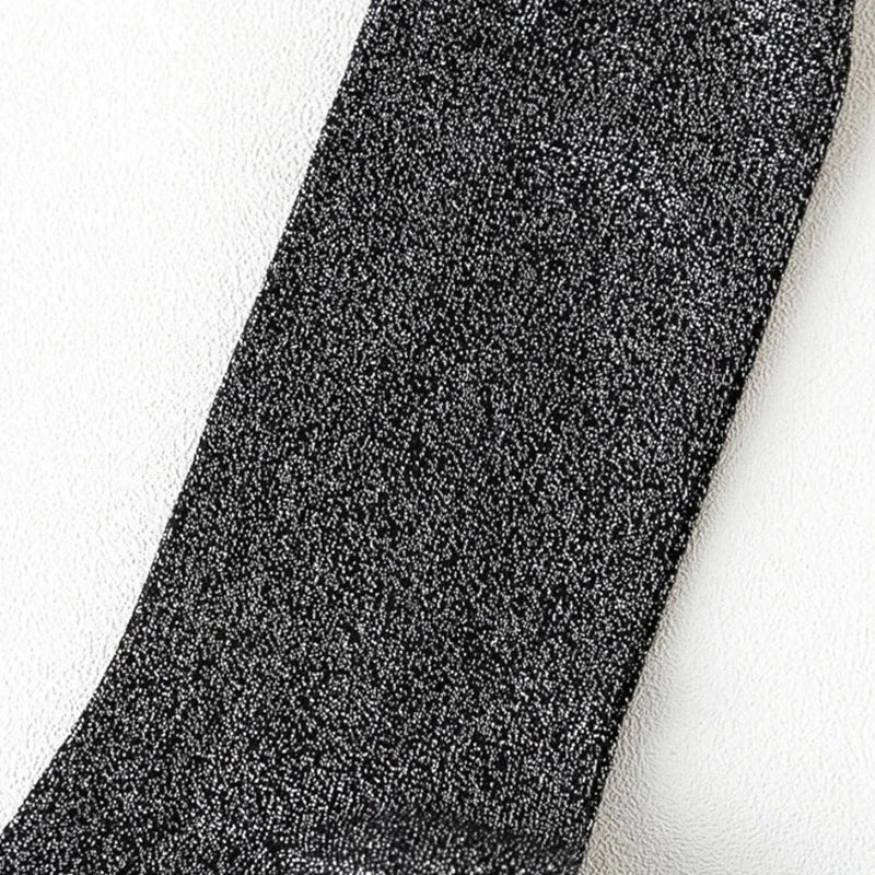 Chaussette Paillette Coton Noir argenté