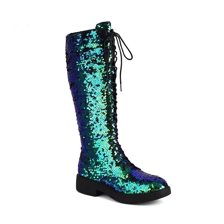 Bottes Bleu Paillettes Montantes