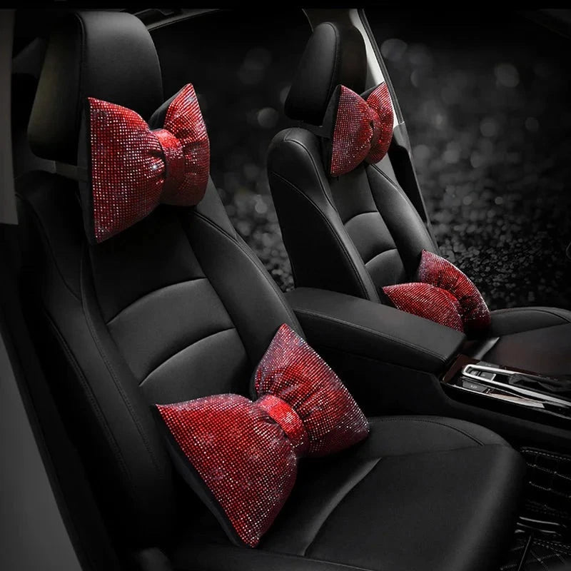 Coussin Siege Voiture Strass Rouge