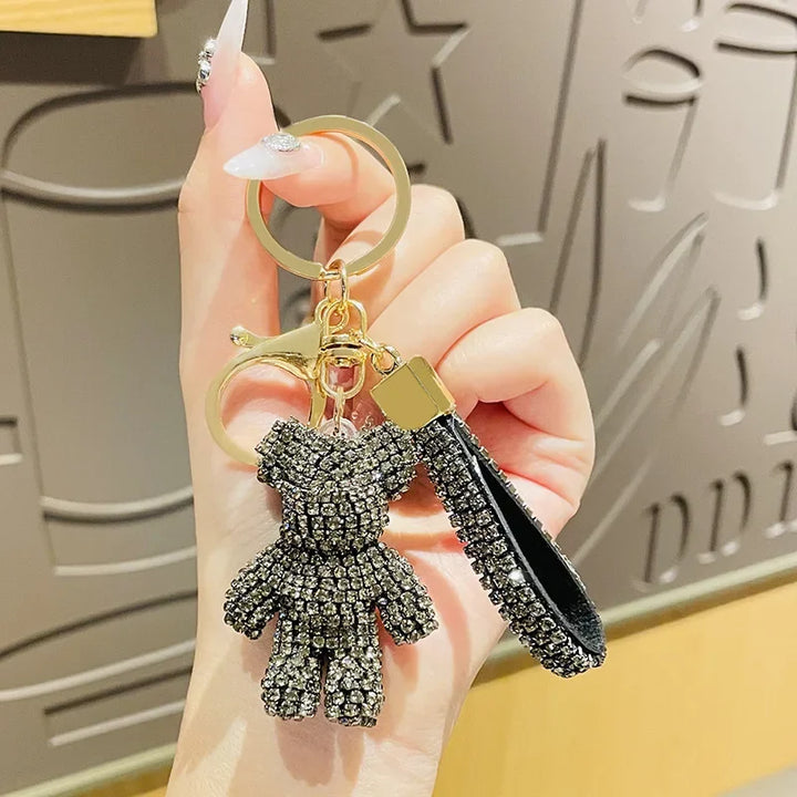 Porte Clef Strass Ourson Noir