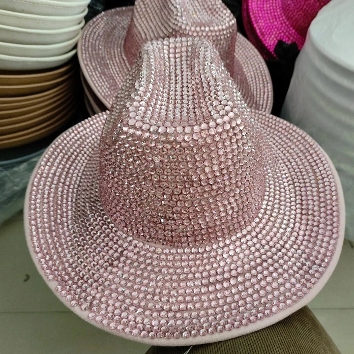 Chapeau Strass Rose poudré