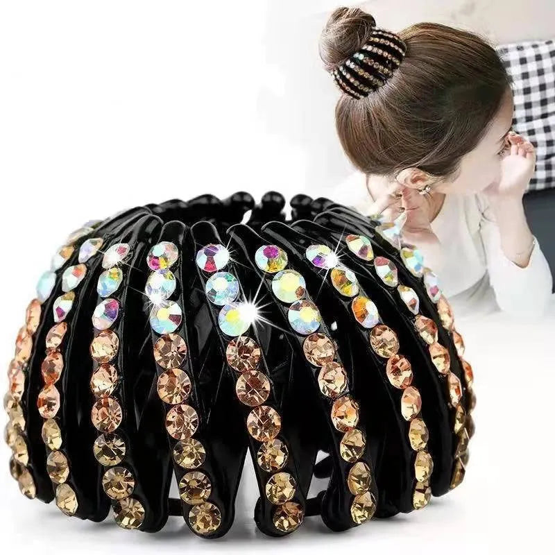 Pince Chignon Cheveux Strass Doré