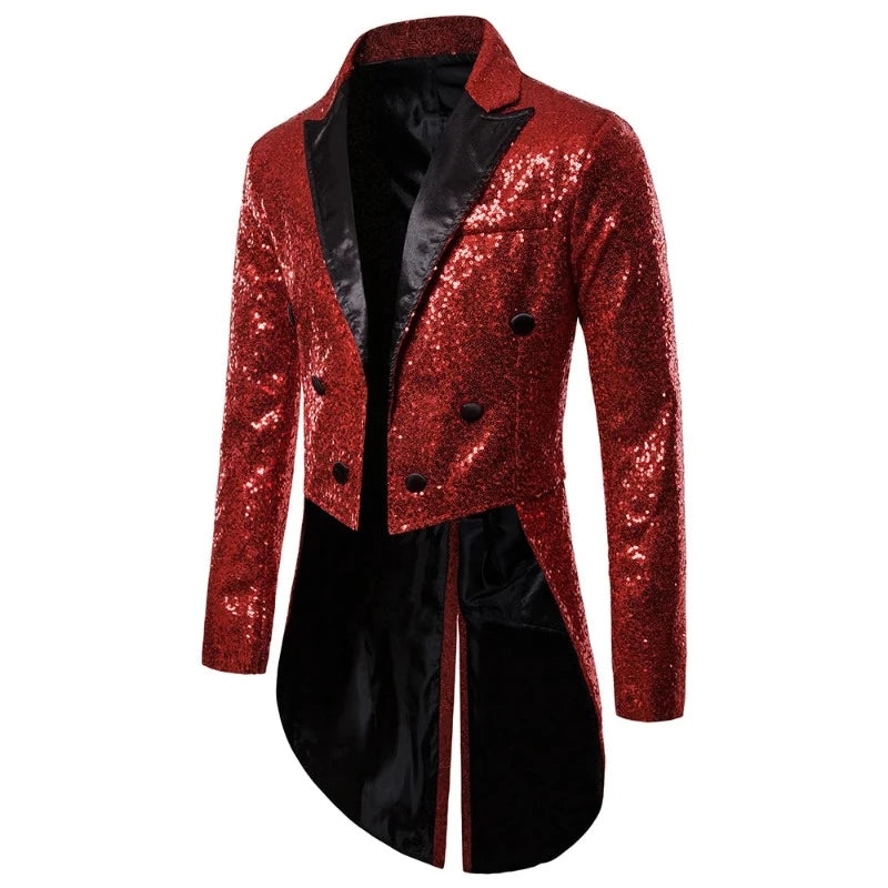 Costume Paillette Homme Spectacle rouge