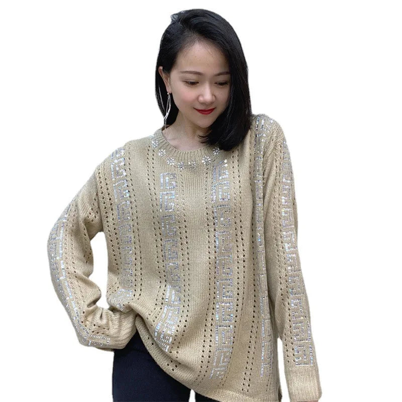 Pull Paillete Strass Femme Tricot