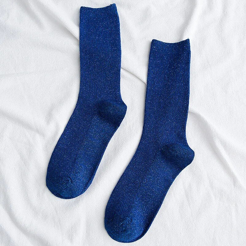 Chaussettes Bleu Paillettes Femme