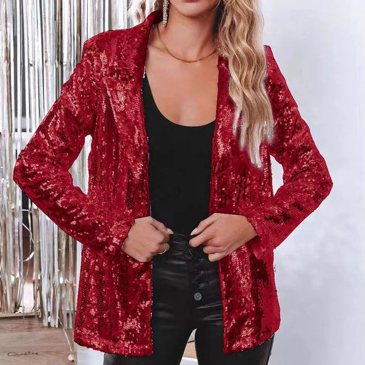 Veste Blazer Paillette Femme rouge