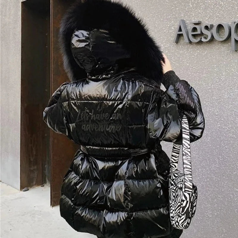 Doudoune Argente Femme à Capuche noire