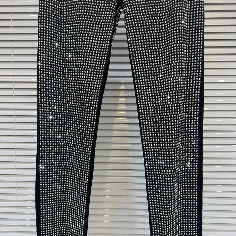 Legging Argenté Strass Femme