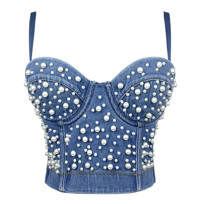 Bustier Strass Jean perles