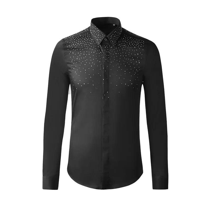 Chemise Noir  Homme Strass