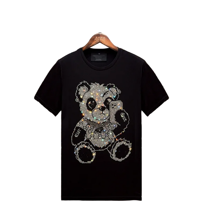 T Shirt Strass Panda Noir