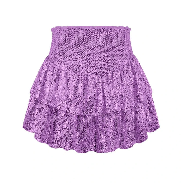 Jupe Violet  Short Paillette Plissée