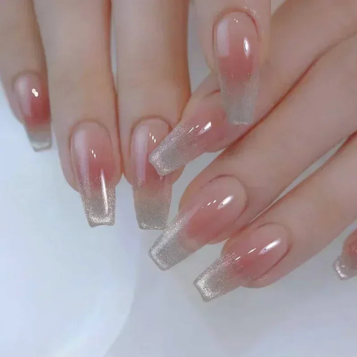 Faux Ongle Rose Paillette Dégradé Brillant