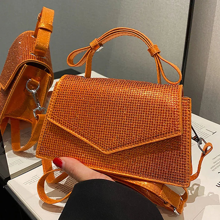 Sac Orange Paillette Enveloppe Bandoulière