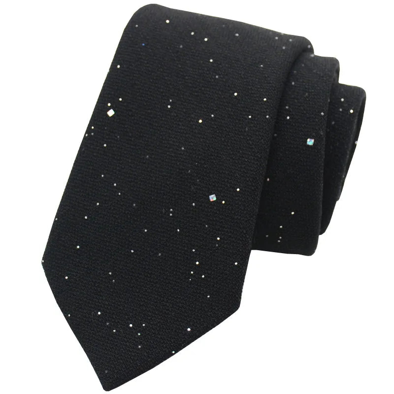 Cravate Noir Paillette en Lin