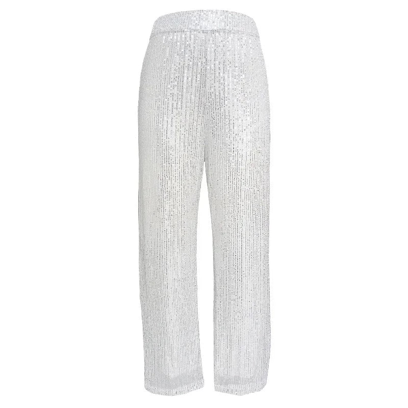 Pantalon Paillette Souple Femme blanc