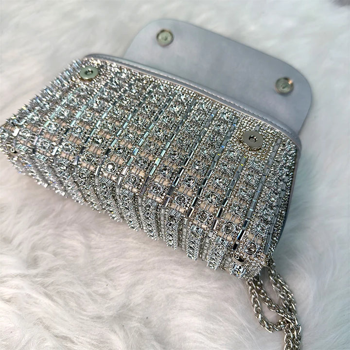 Sac Strass Rectangle argent