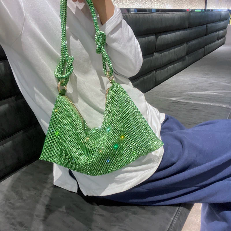 Sac Strass Bandoulière Noeud vert