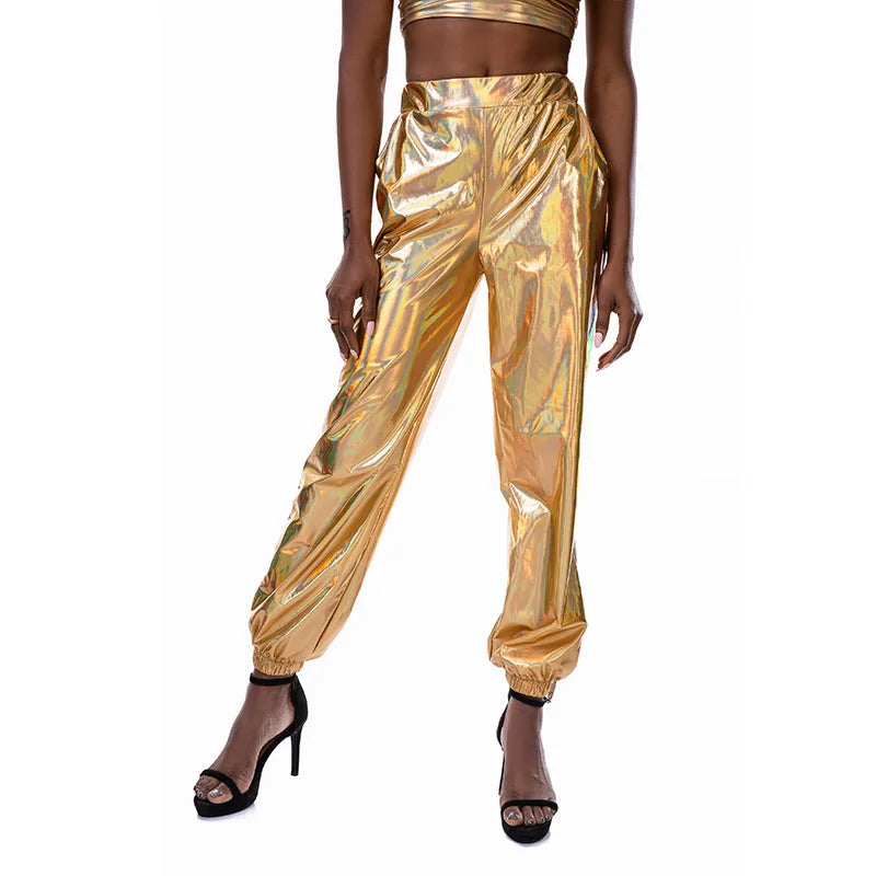 Pantalon Doré  Brillant Femme