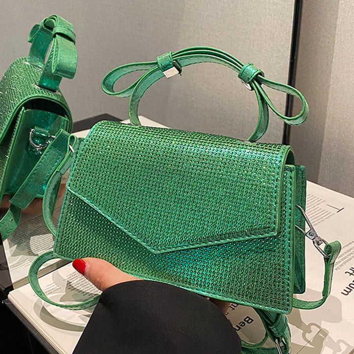 Sac Vert Paillette Enveloppe Bandoulière