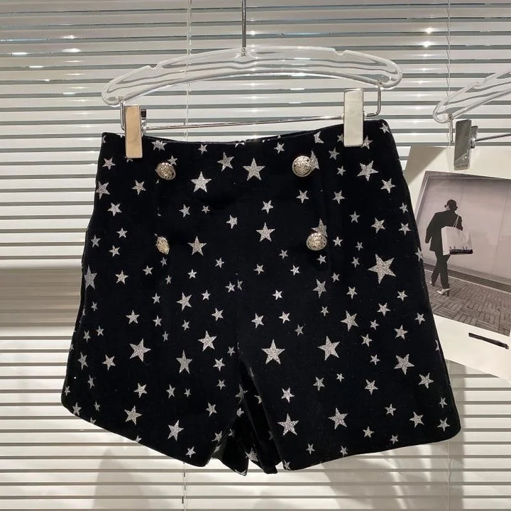 Ensemble Veste Short Noir Etoiles Paillettes Velours