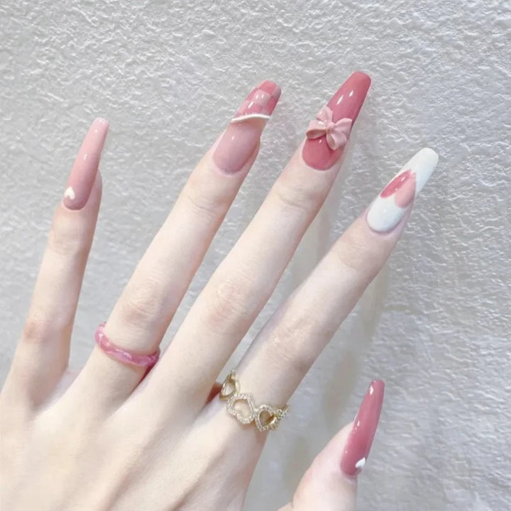 Faux Ongle Rose Paillette