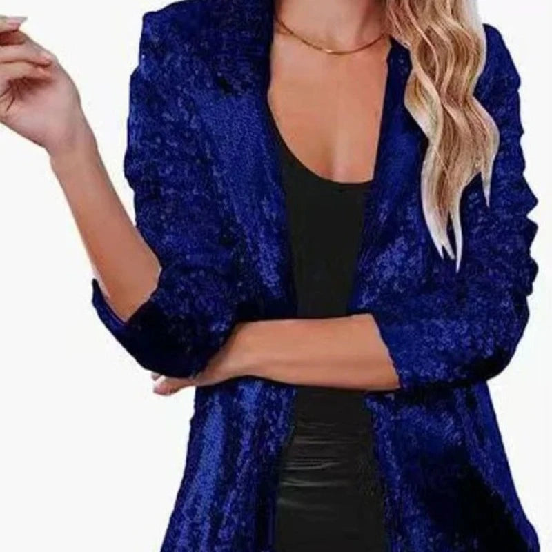 Veste Blazer Paillette Femme bleue