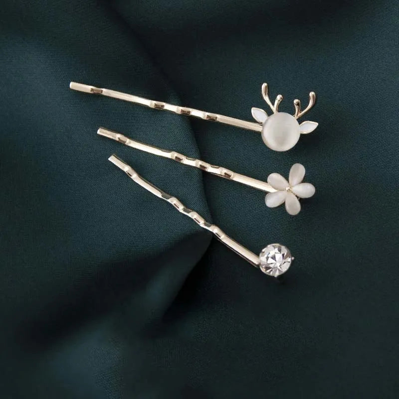 Pince Strass Fleurs cerfs