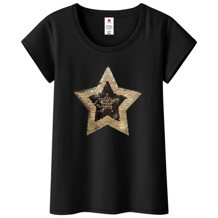 T Shirt Paillette Etoile noir