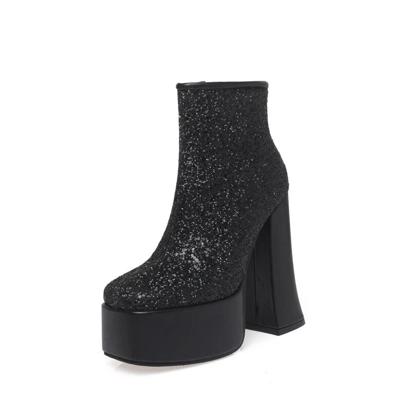 Bottines Noir Paillettes Femme