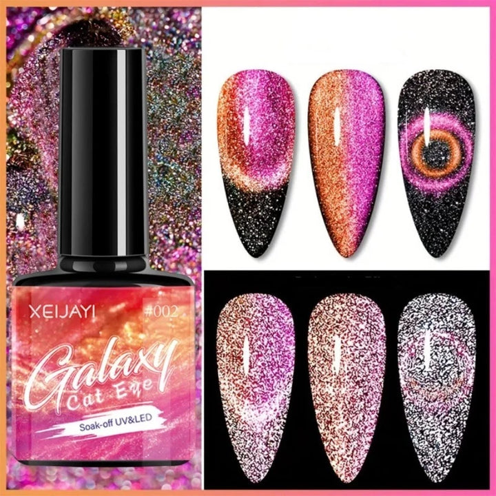 Gel Ongles Pailleté Galaxy rose orange