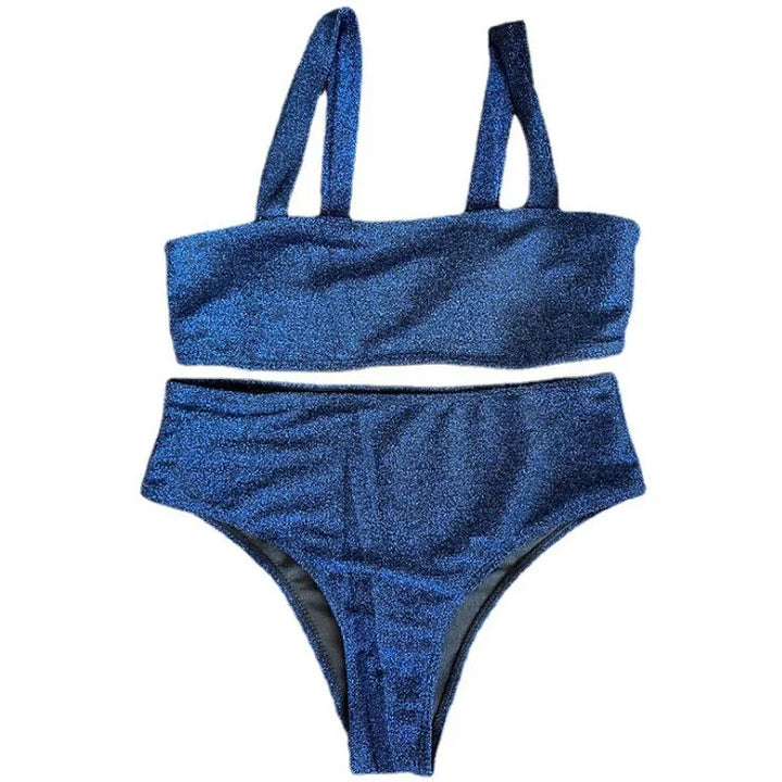 Maillot de Bain Pailleté 2 Pièces Bleu