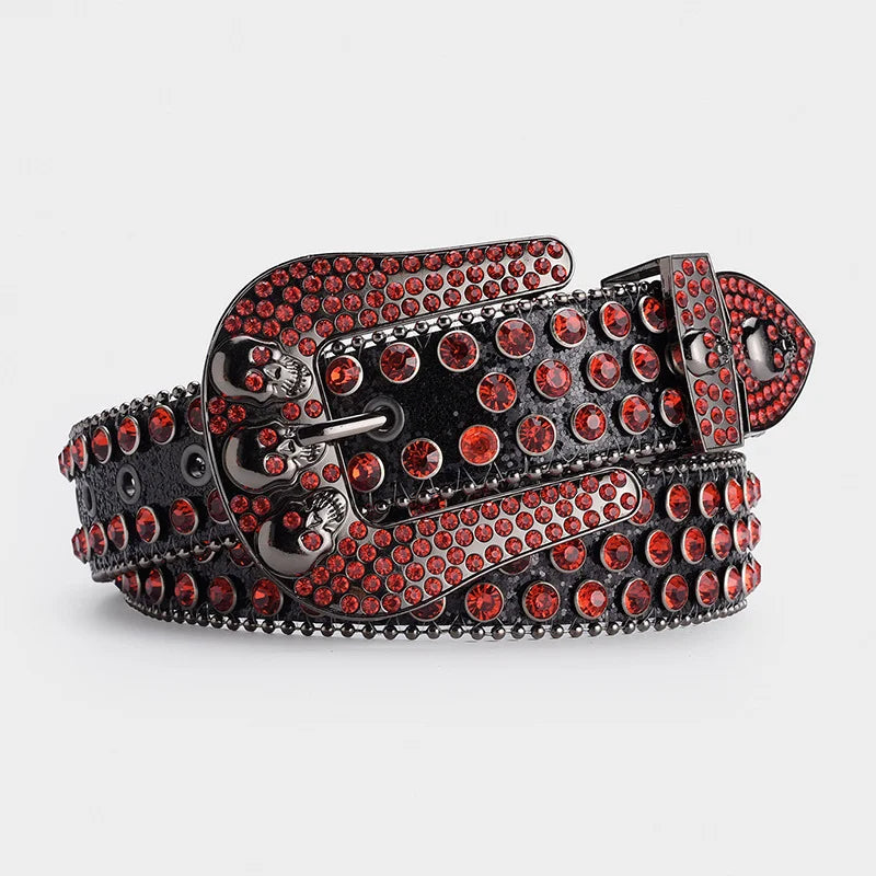 Ceinture Strass Tête de mort noir