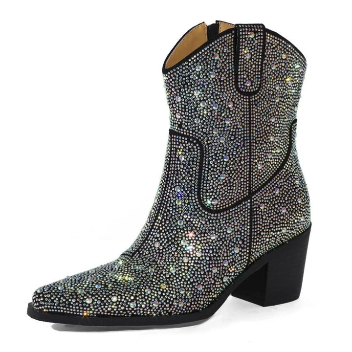 Bottines Noir  Strass Femme